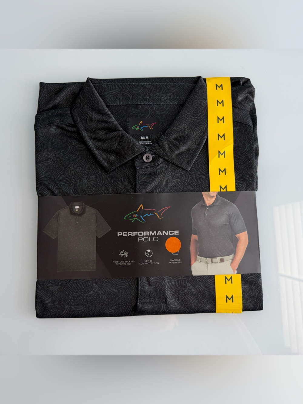 Greg Norman Men's Black Performance Golf Polo Size Medium